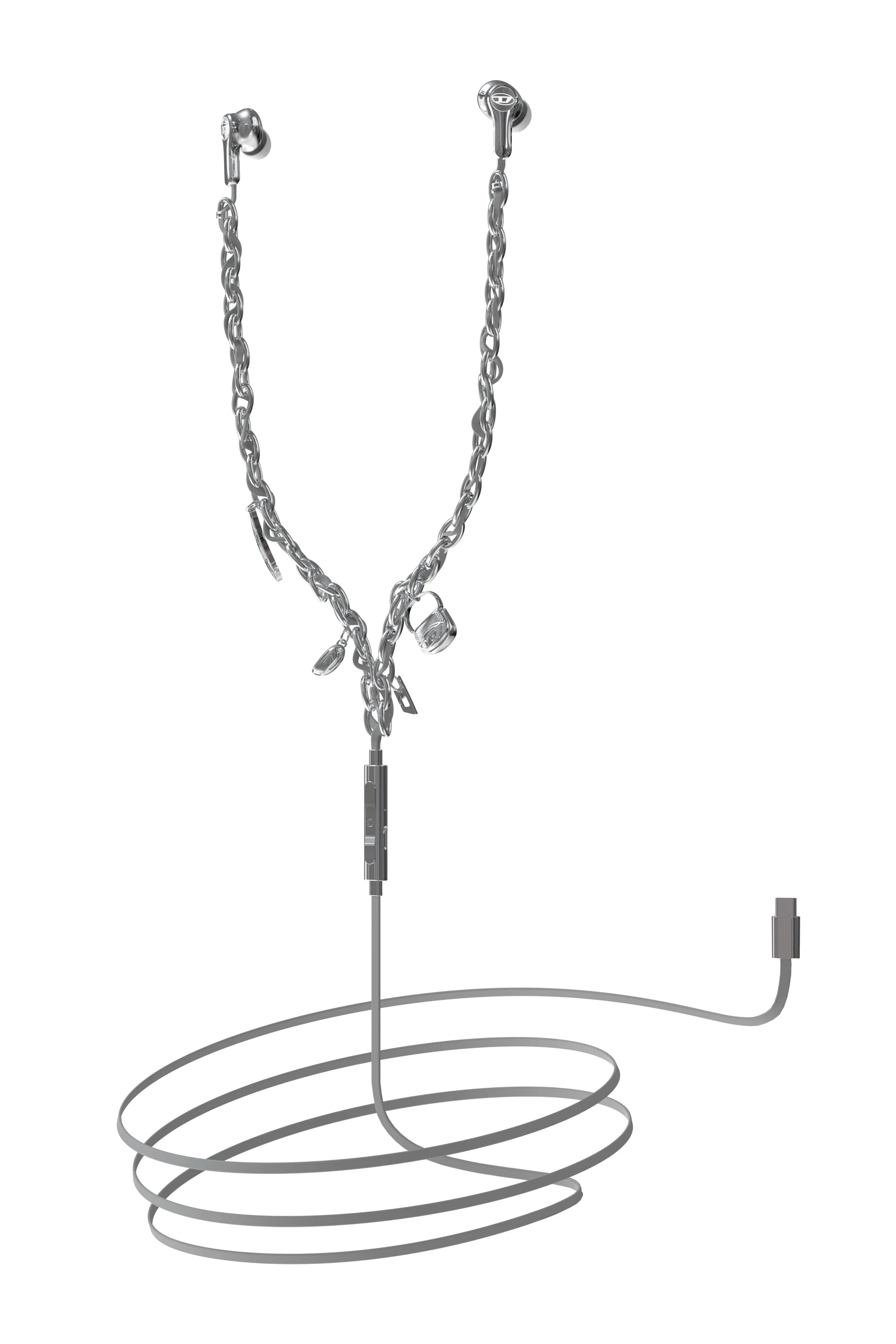 Diesel 有線耳機 ｜Silver Wired Earbuds With USB-C