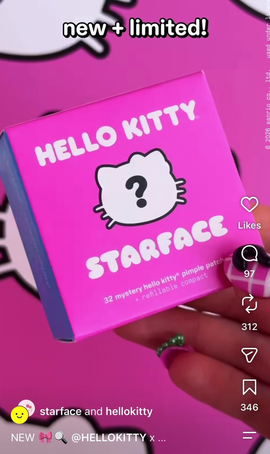 STARFACE x HELLO KITTY 盲盒痘痘貼≽^•༚• ྀི≼